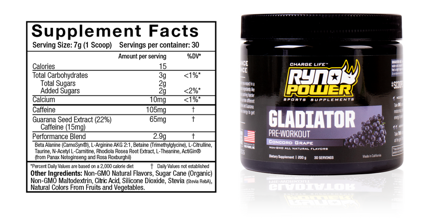 GLADIATOR Concord Grape Pre-Workout Drink Mix | 30 Servings (150 g)